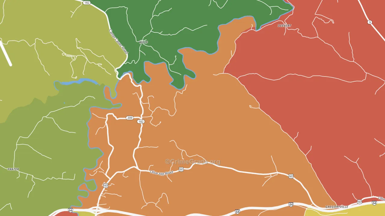 Wolf, KY Map of Robbery Rates