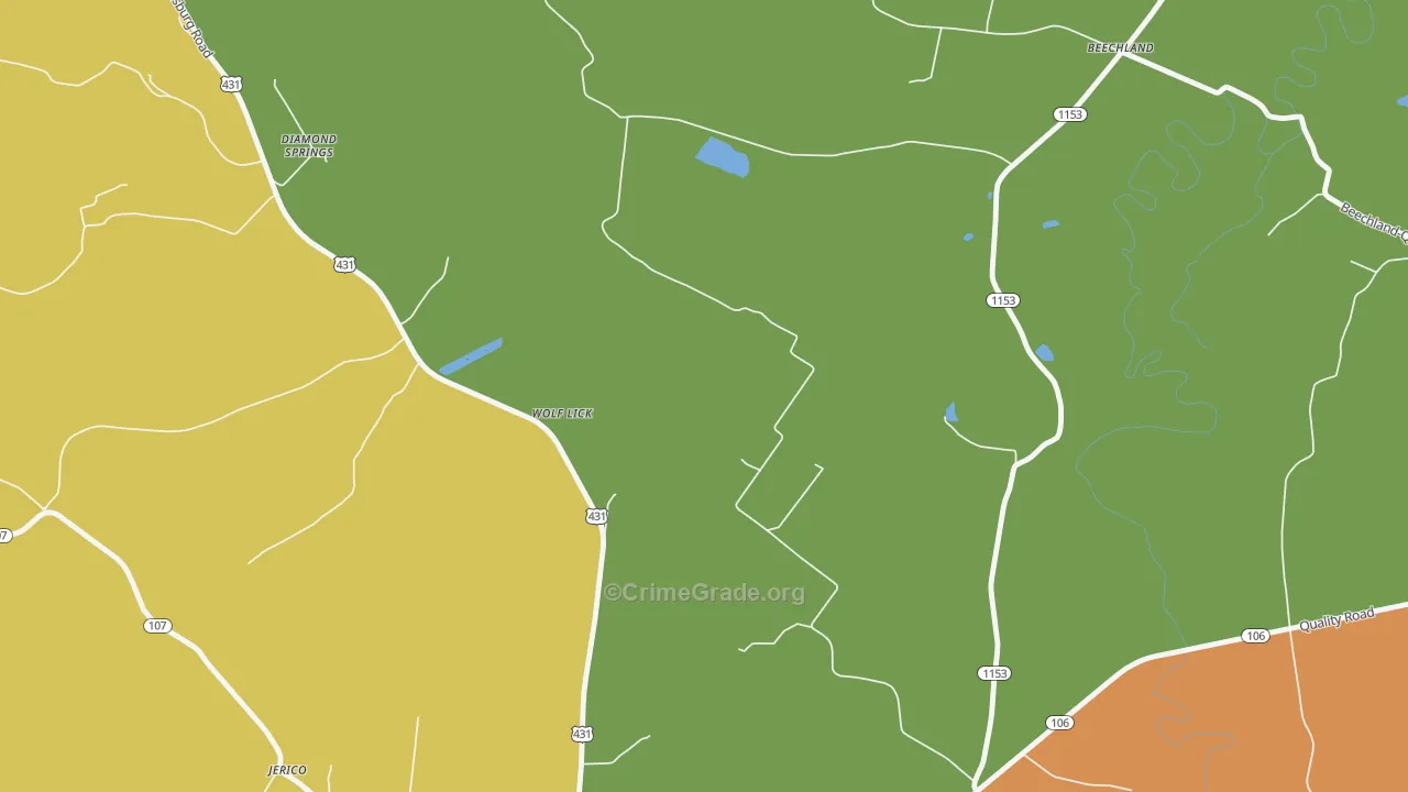 Wolf Lick, KY Map of Robbery Rates