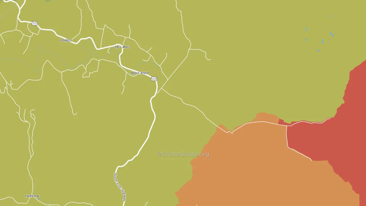 Wolf River, TN Map of Robbery Rates
