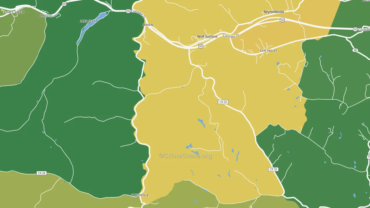 Wolf Summit, WV Map of Robbery Rates
