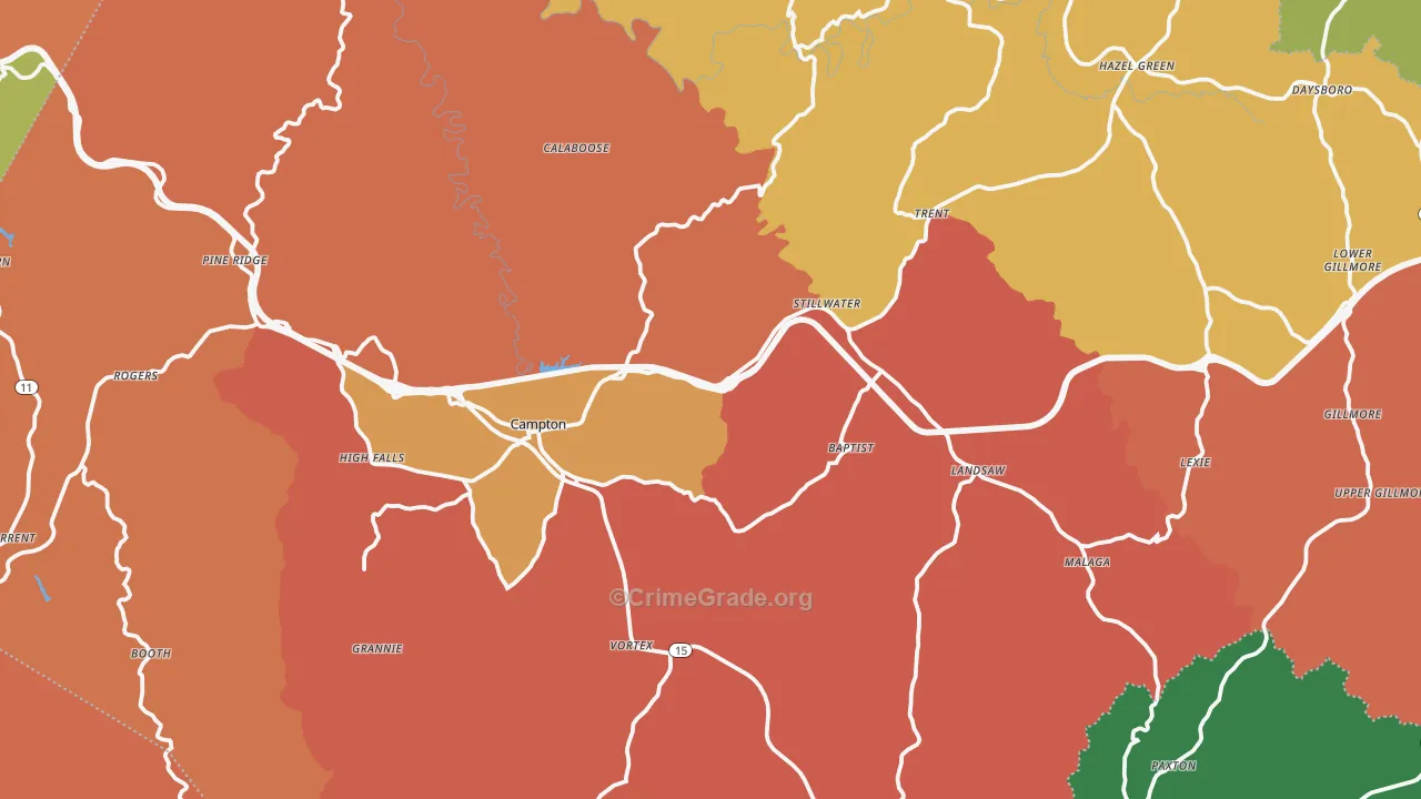 Wolfe County, KY Map of Robbery Rates