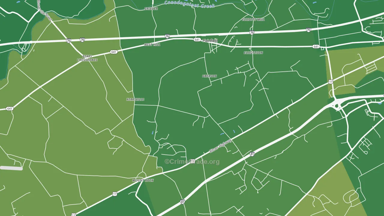 Wolfs Crossroads, PA Map of Robbery Rates