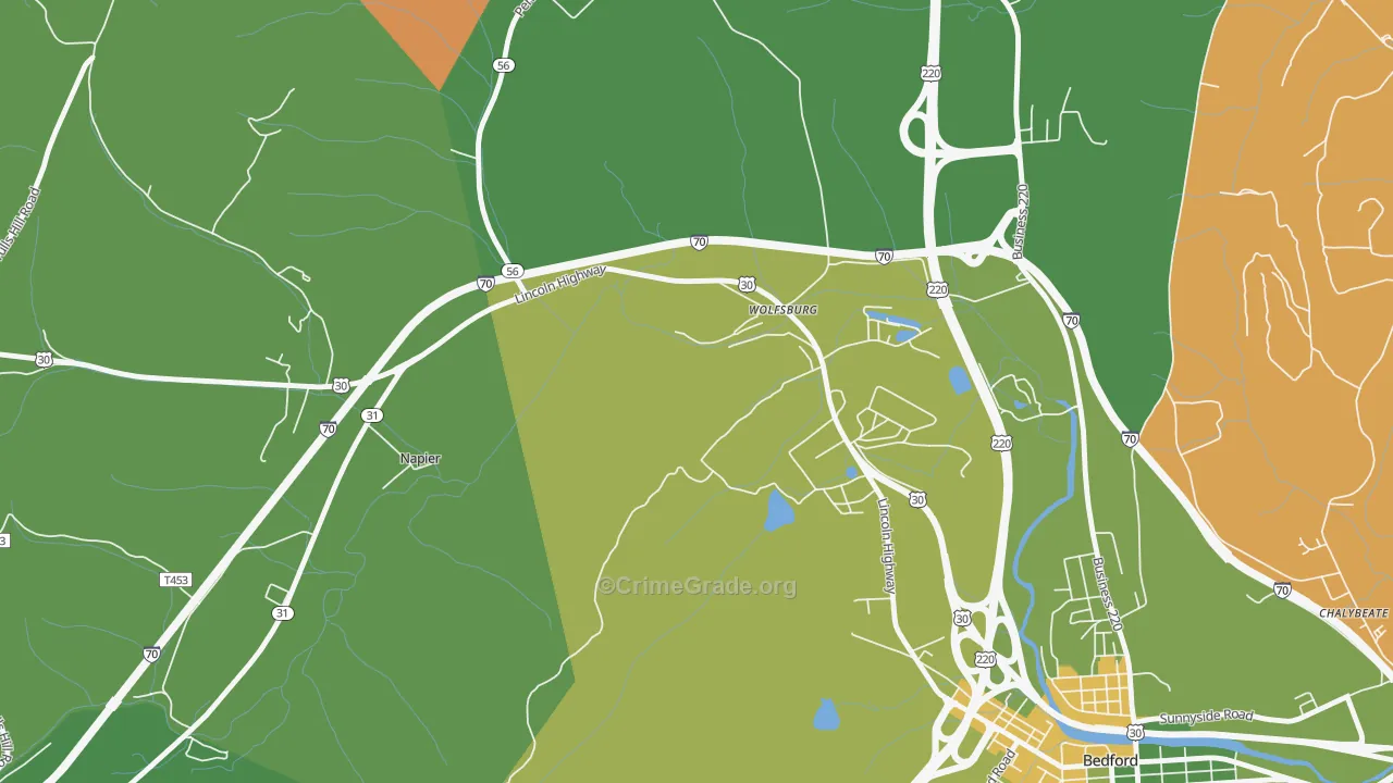 Wolfsburg, PA Map of Robbery Rates
