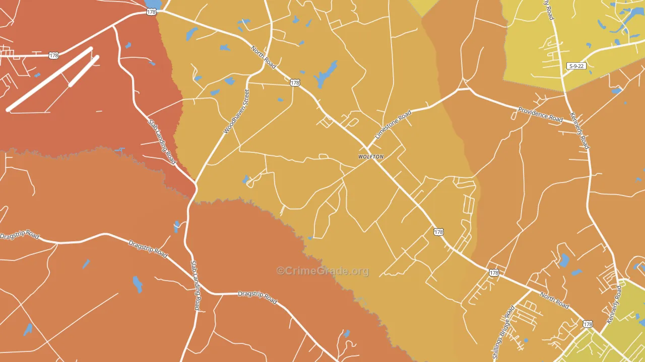 Wolfton, SC Map of Robbery Rates