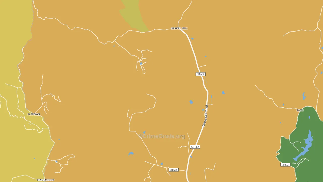 Wolftown, VA Map of Robbery Rates