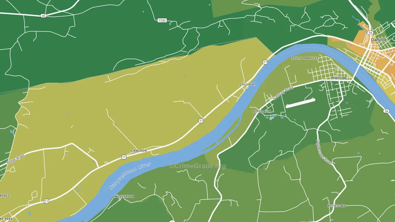 Wolverton, PA Map of Robbery Rates