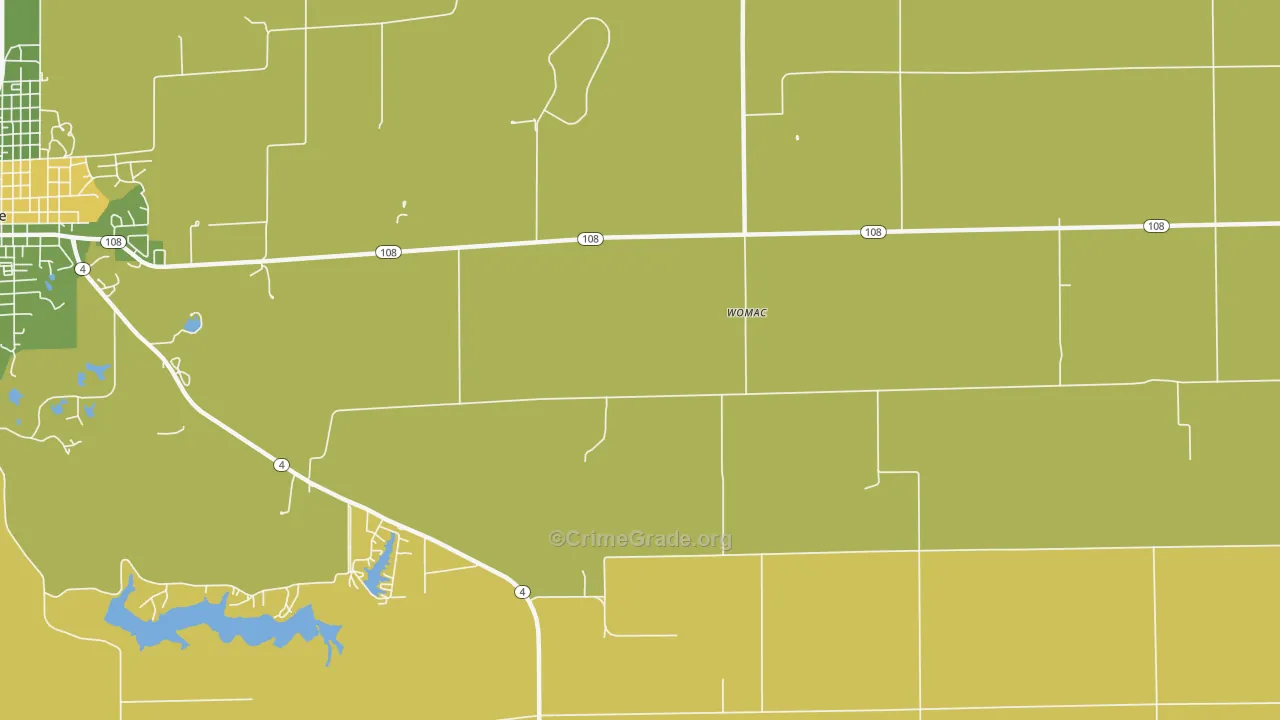Womac, IL Map of Robbery Rates