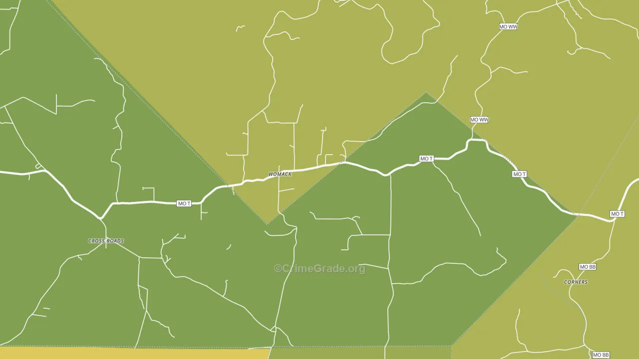 Womack, MO Map of Robbery Rates