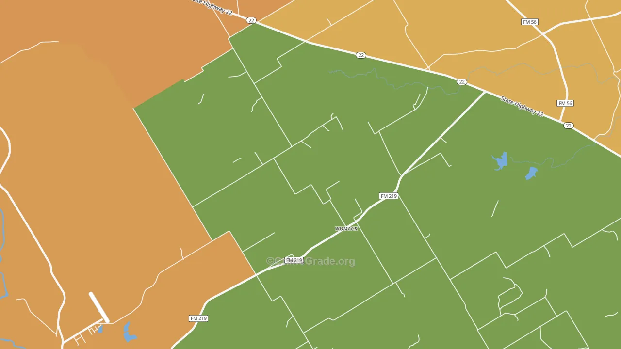 Womack, TX Map of Robbery Rates