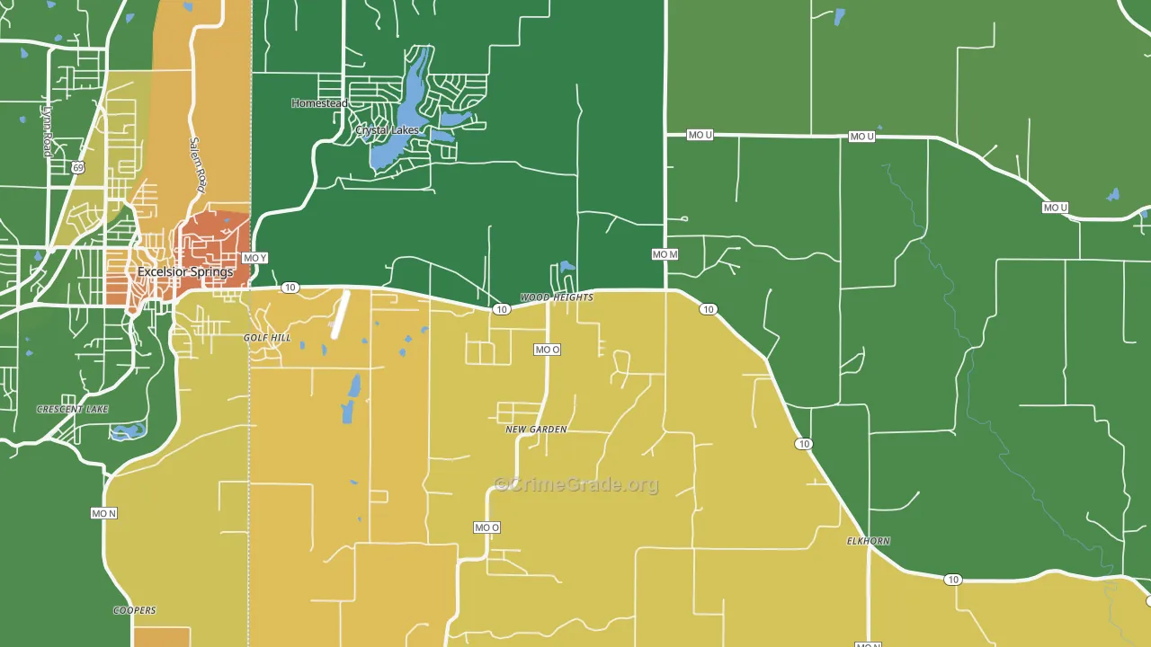 Wood Heights, MO Map of Robbery Rates