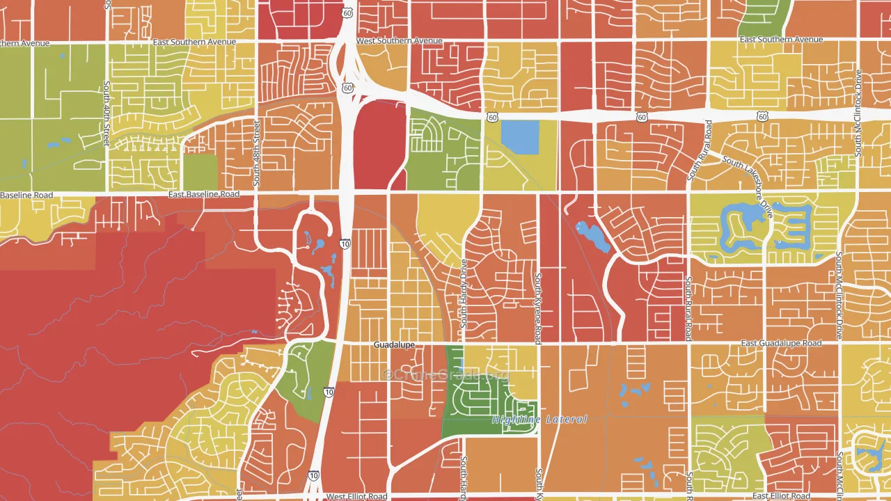 Wood Park, Tempe, AZ Map of Robbery Rates