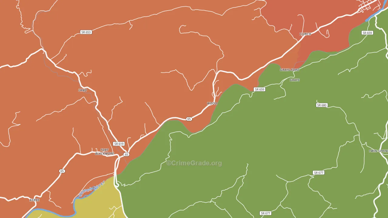 Wood, VA Map of Robbery Rates