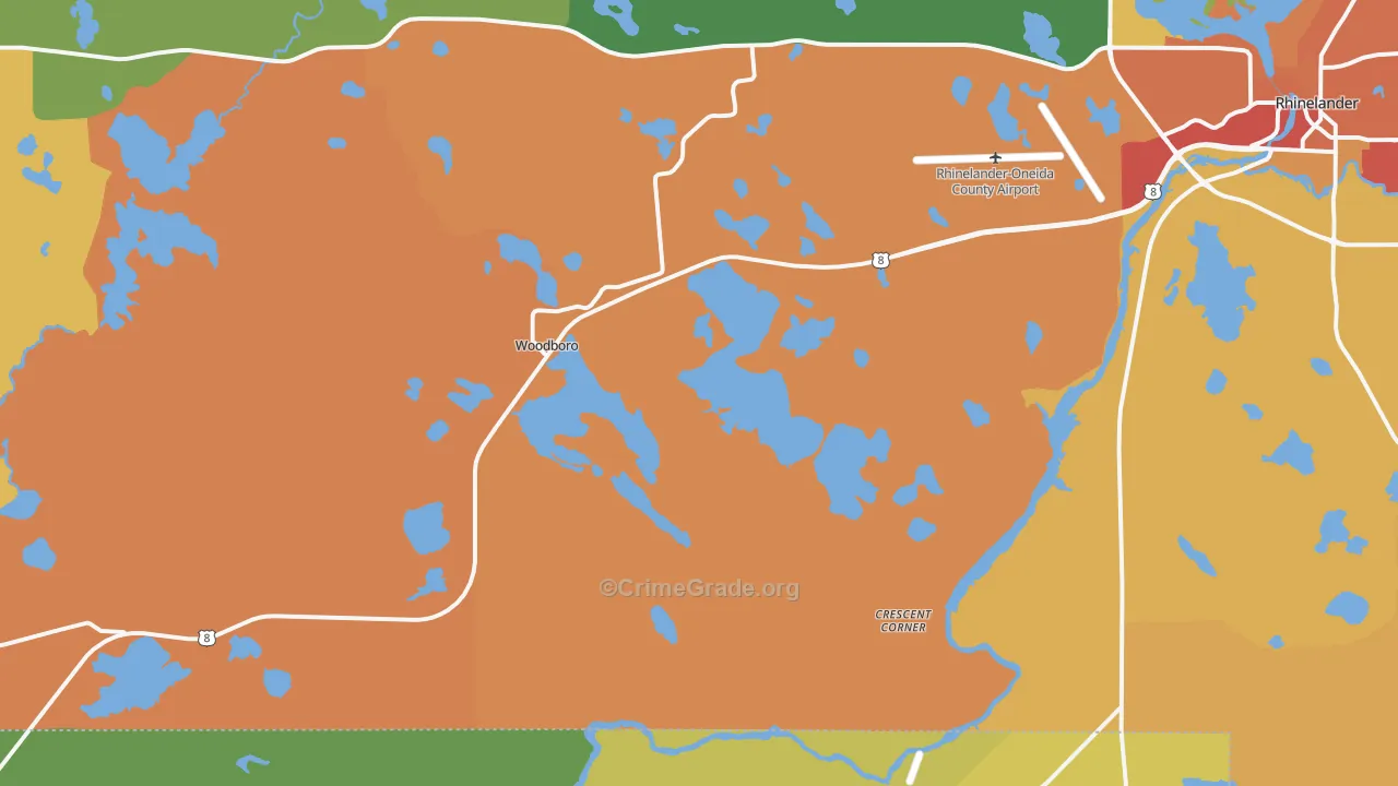 Woodboro, WI Map of Robbery Rates