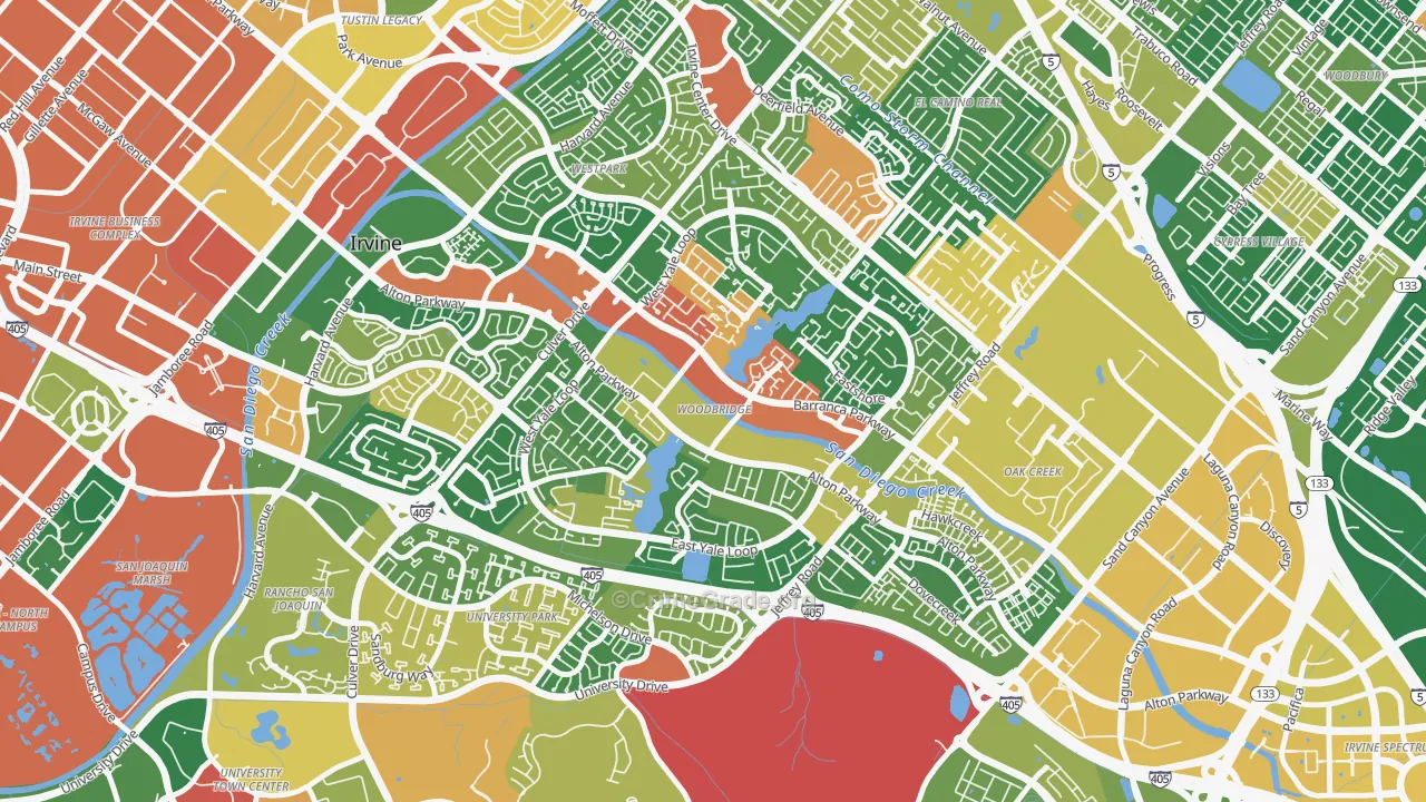 Woodbridge, Irvine, CA Map of Robbery Rates