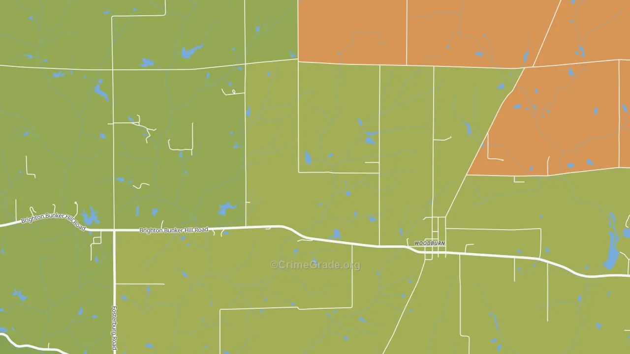 Woodburn, IL Map of Robbery Rates
