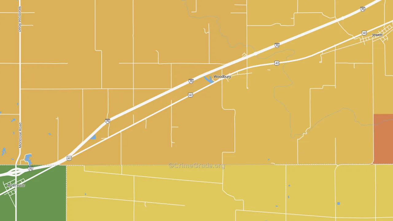 Woodbury, IL Map of Robbery Rates