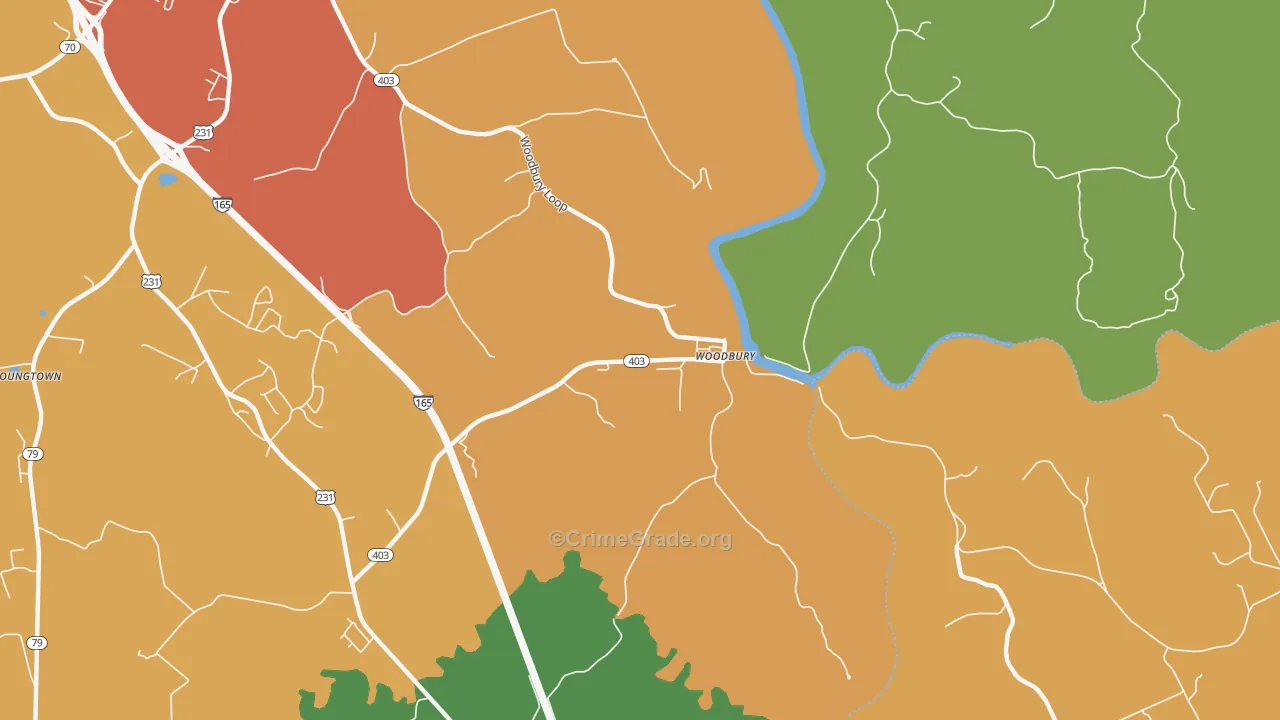 Woodbury, KY Map of Robbery Rates