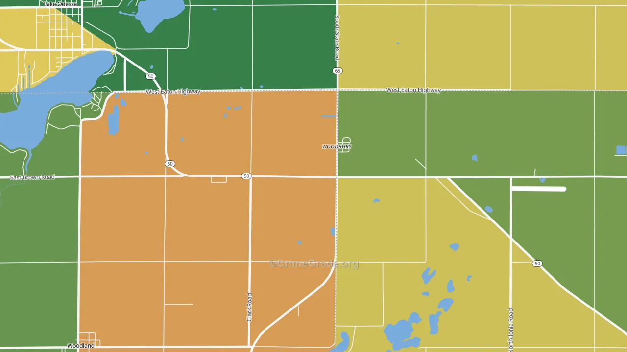 Woodbury, MI Map of Robbery Rates