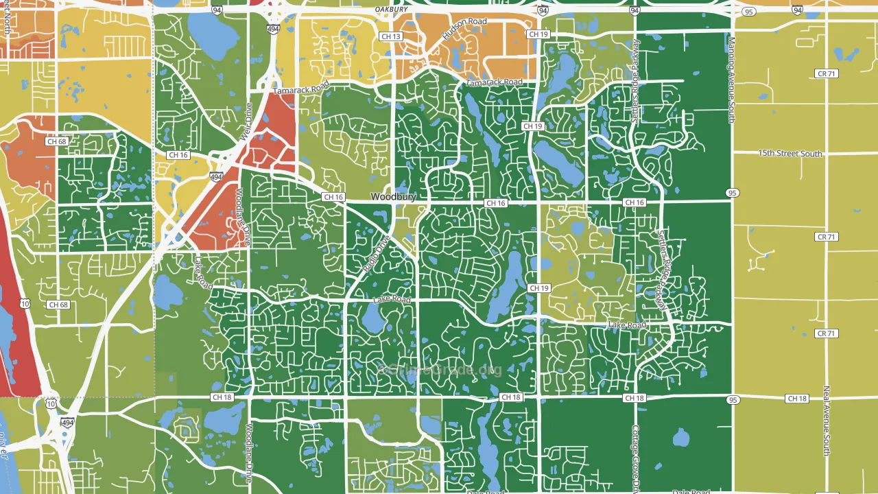 Woodbury, MN Map of Robbery Rates