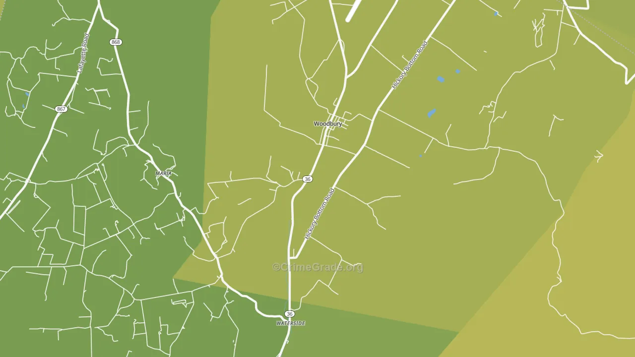 Woodbury, PA Map of Robbery Rates