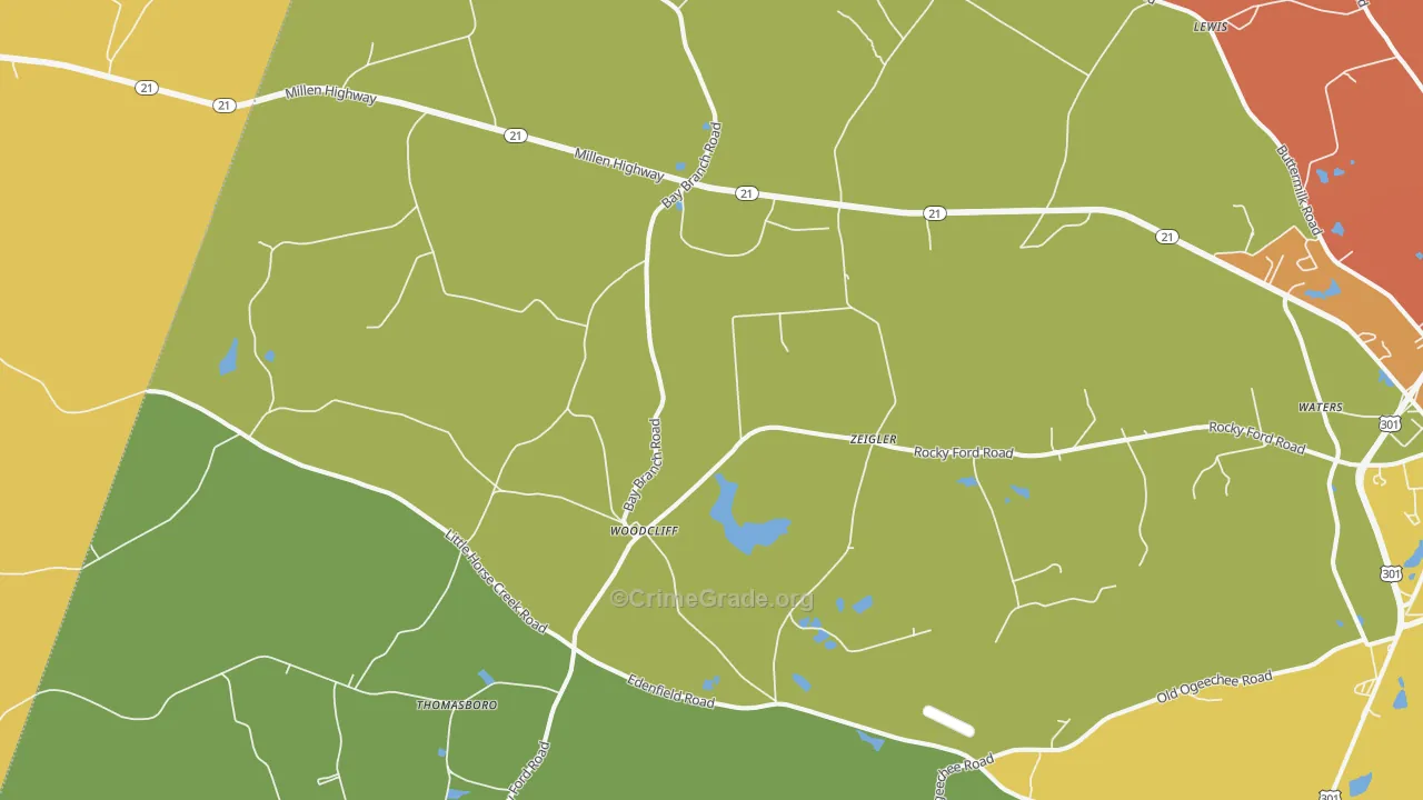 Woodcliff, GA Map of Robbery Rates