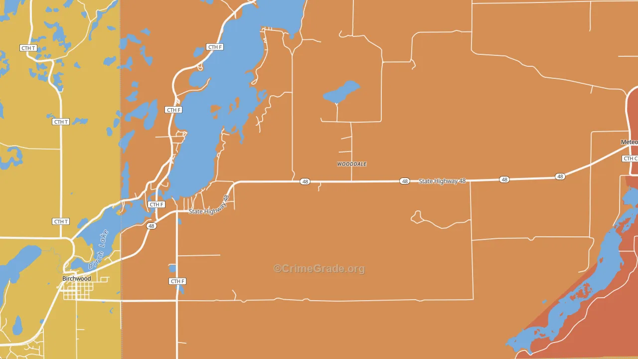 Wooddale, WI Map of Robbery Rates