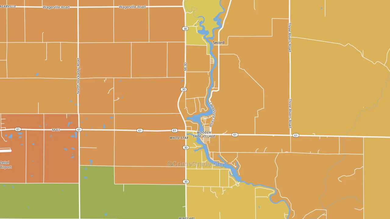 Wooden Shoe Village, MI Map of Robbery Rates