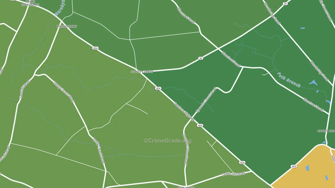 Woodenhawk, DE Map of Robbery Rates