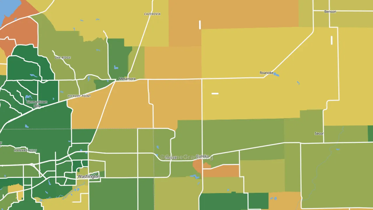 Woodford County, IL Map of Robbery Rates