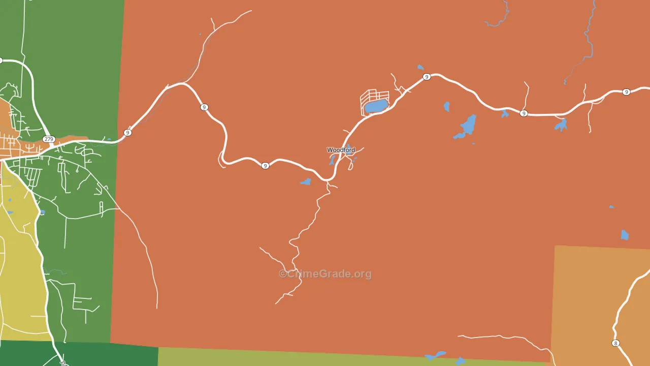 Woodford, VT Map of Robbery Rates