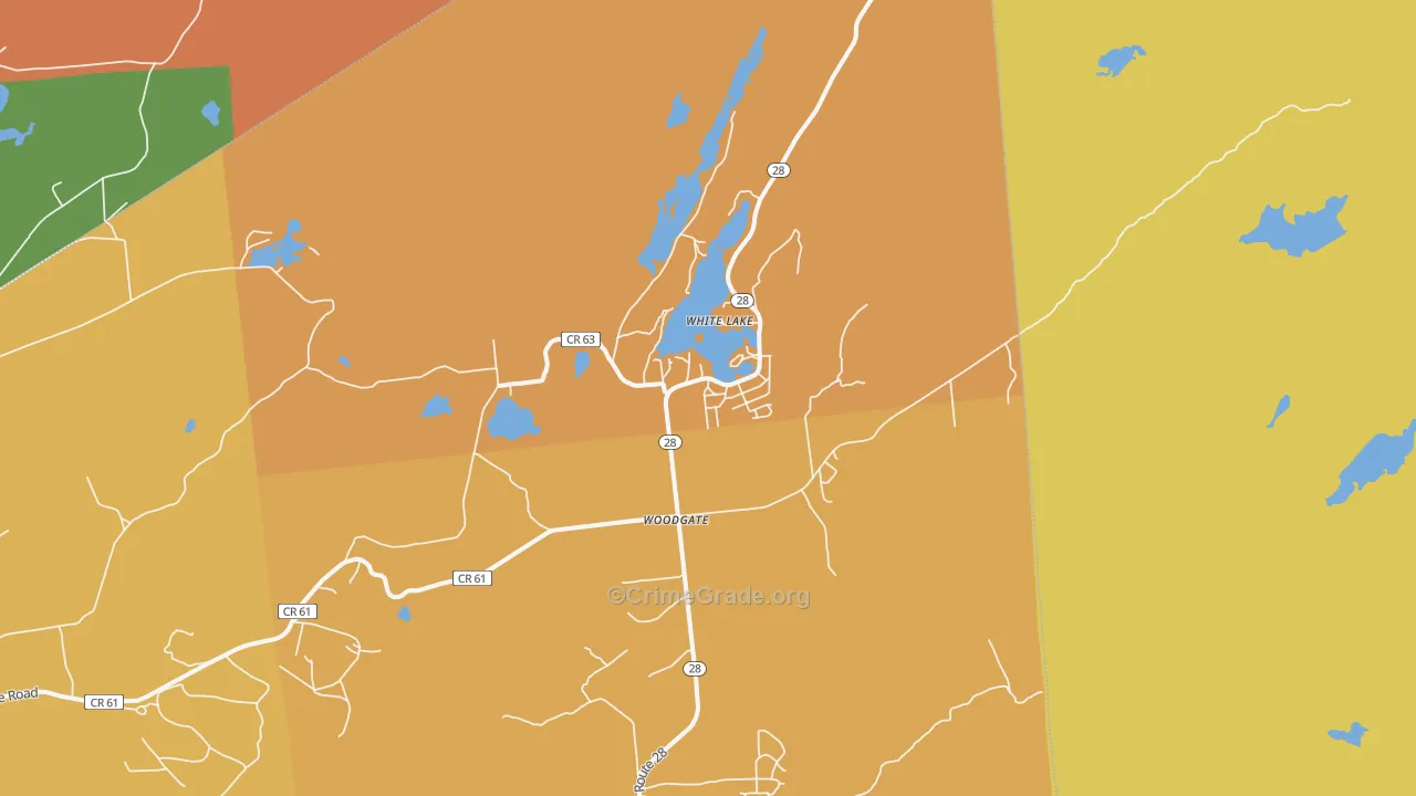 Woodgate, NY Map of Robbery Rates