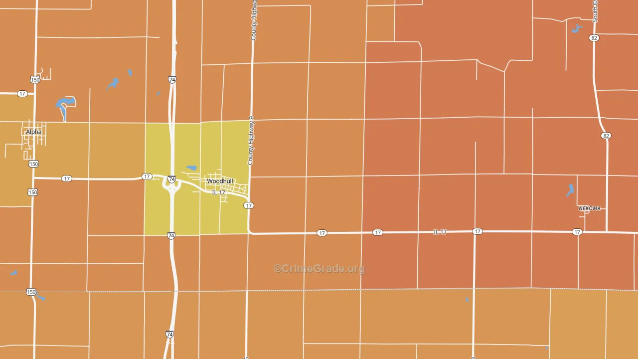 Woodhull, IL Map of Robbery Rates