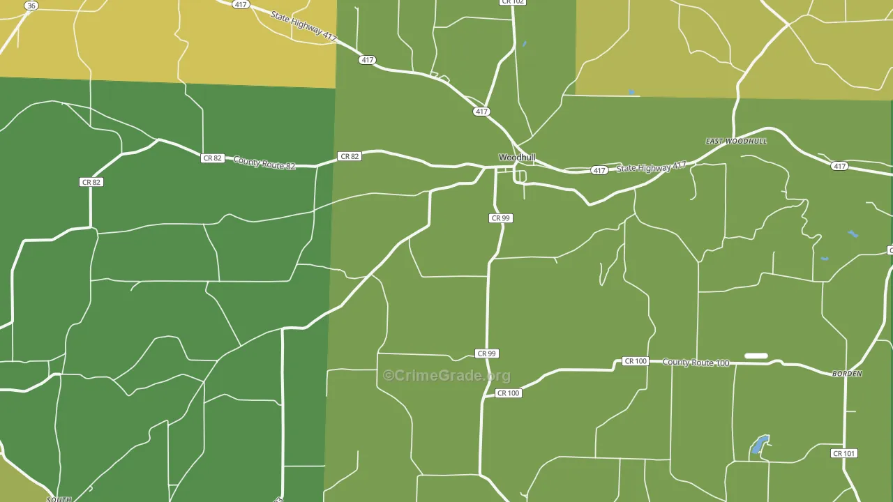 Woodhull, NY Map of Robbery Rates
