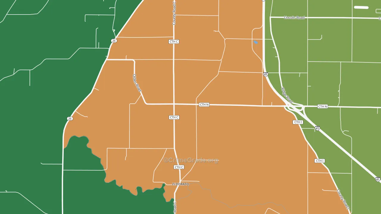 Woodhull, WI Map of Robbery Rates