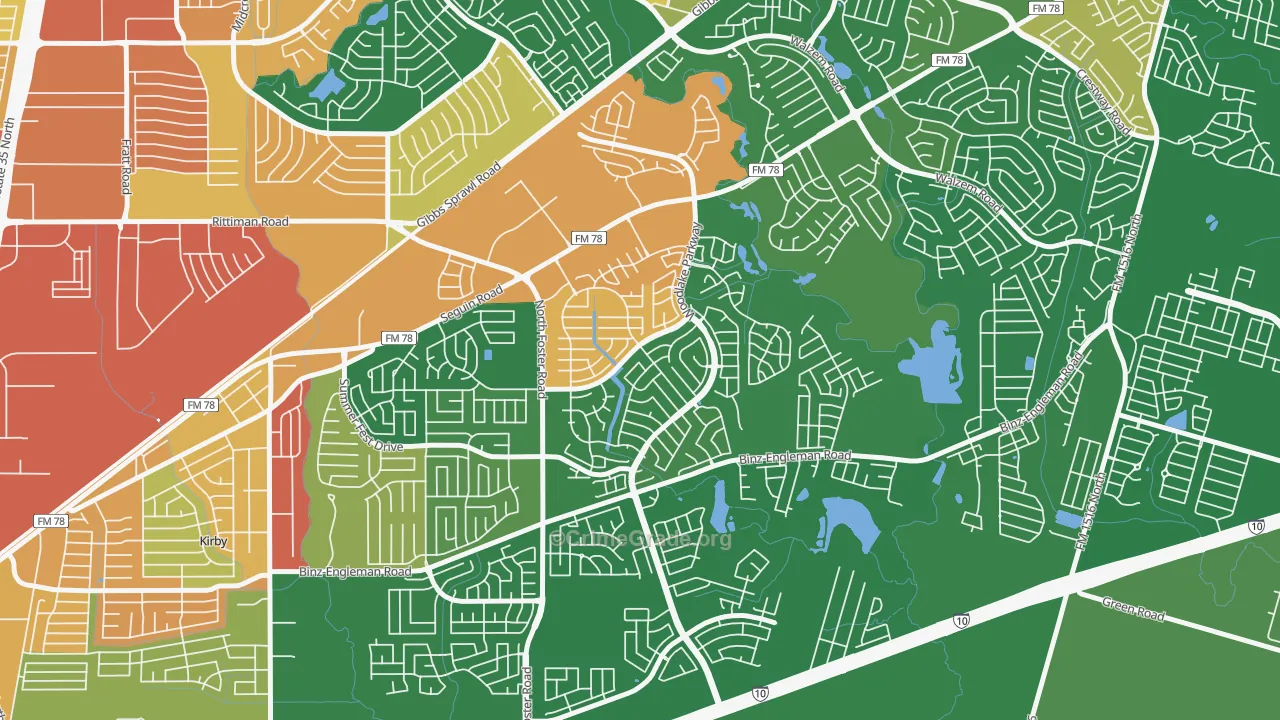 Woodlake, San Antonio, TX Map of Robbery Rates