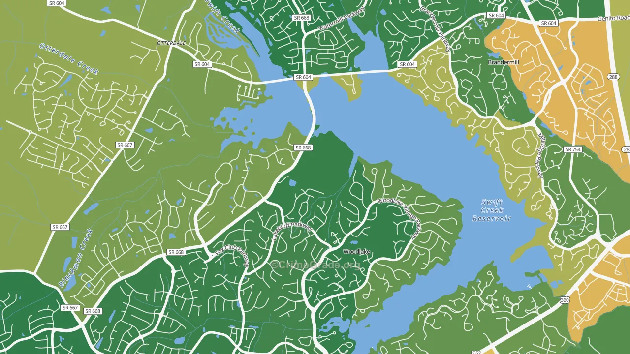 Woodlake, VA Map of Robbery Rates