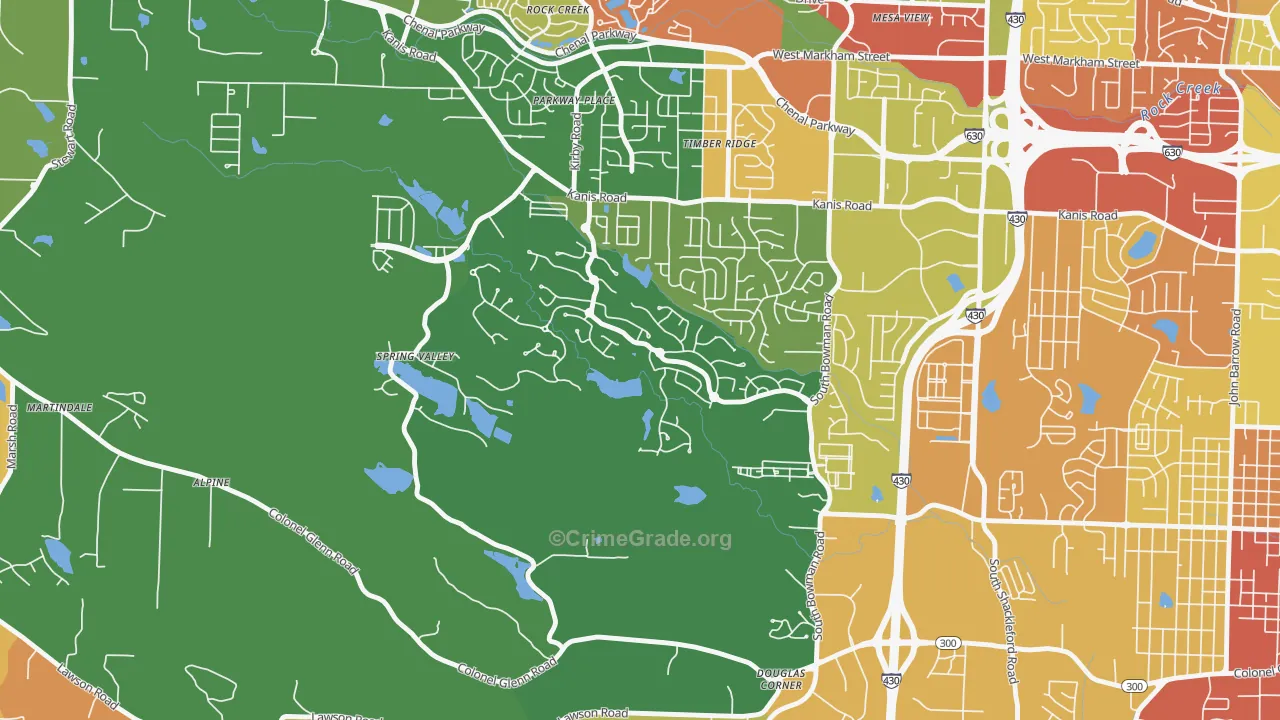 Woodland Edge, Little Rock, AR Map of Robbery Rates