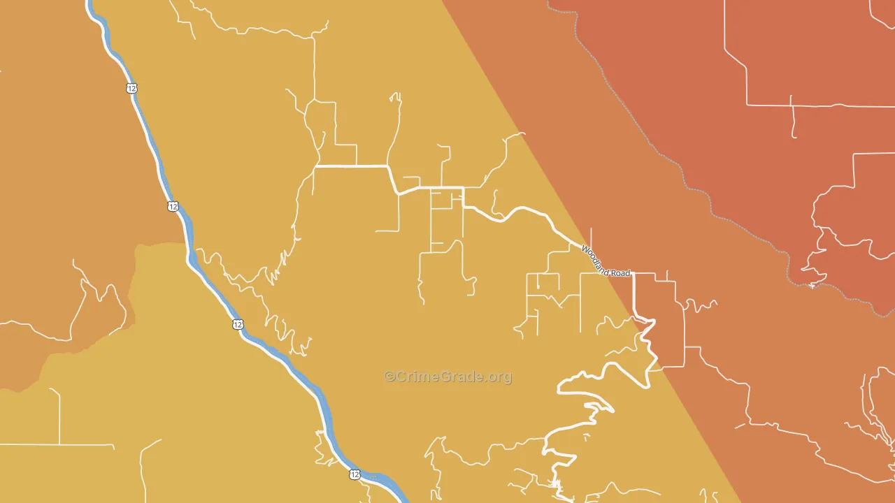 Woodland, ID Map of Robbery Rates