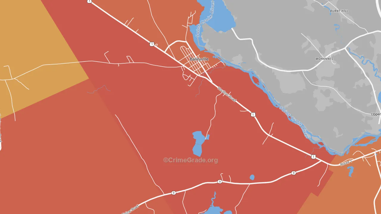 Woodland, ME Map of Robbery Rates