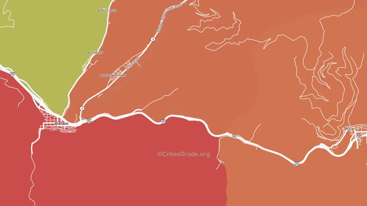 Woodland Park, ID Map of Robbery Rates