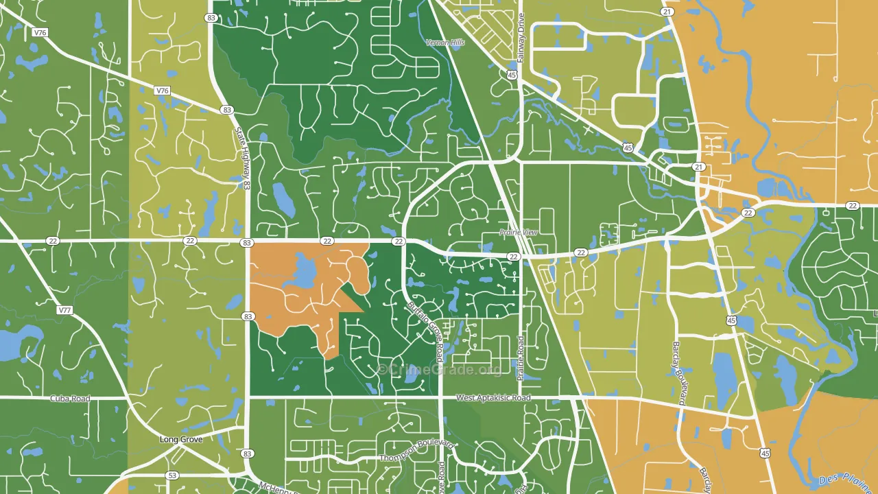 Woodlands at Fiore, Buffalo Grove, IL Map of Robbery Rates