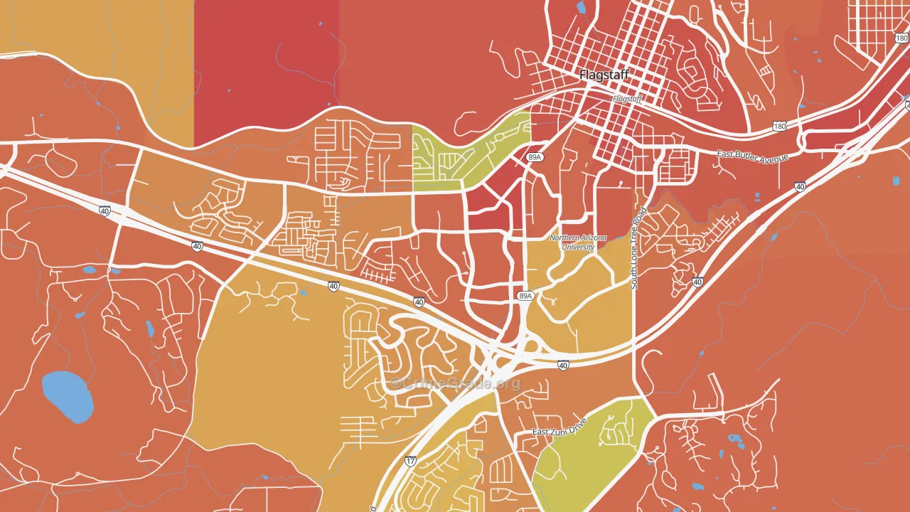 Woodlands Village, Flagstaff, AZ Map of Robbery Rates