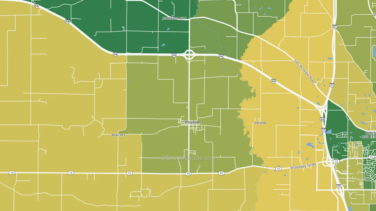 Woodlawn, IL Map of Robbery Rates
