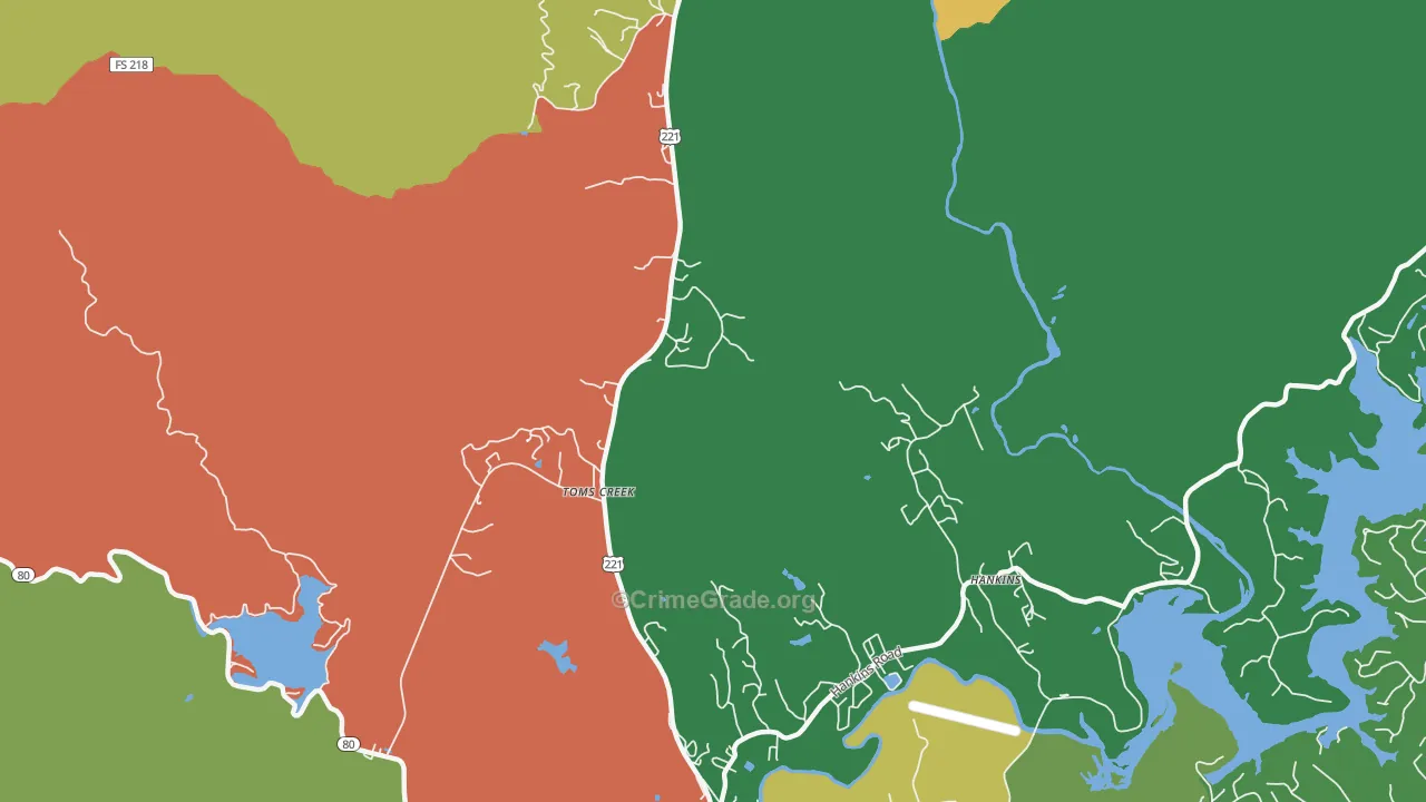 Woodlawn, NC Map of Robbery Rates