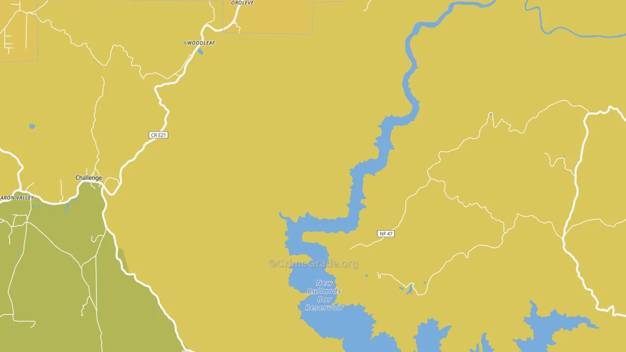 Woodleaf, CA Map of Robbery Rates