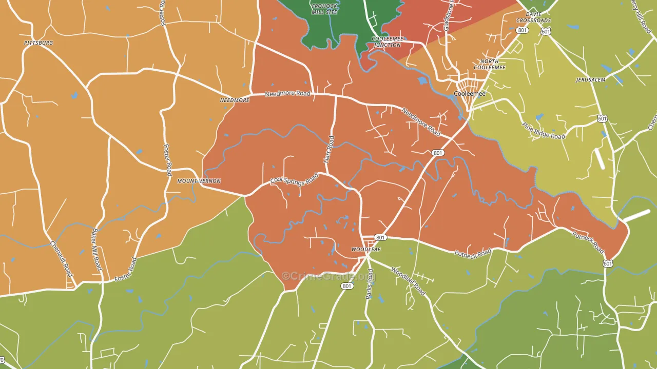 Woodleaf, NC Map of Robbery Rates