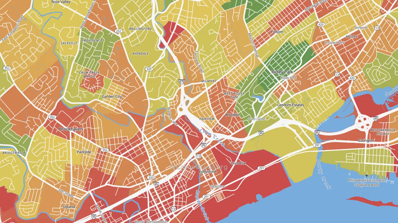 Woodlyn, PA Map of Robbery Rates