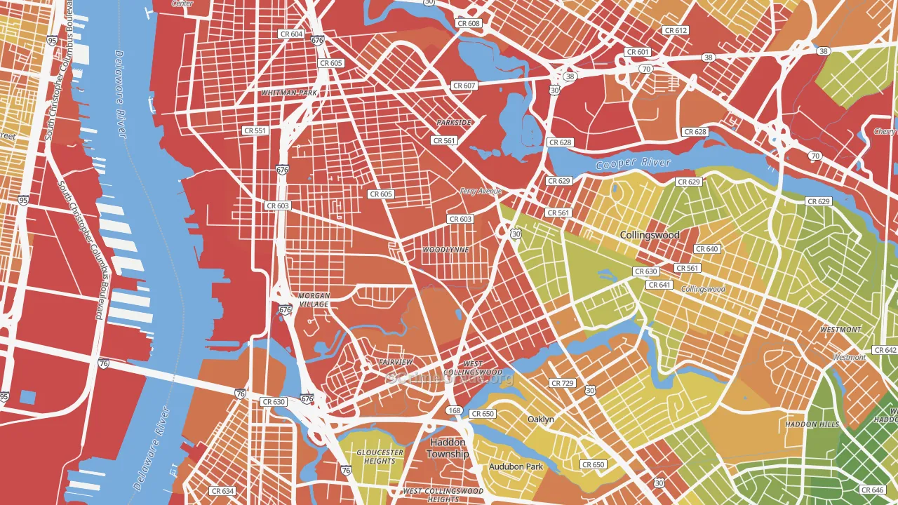 Woodlynne, NJ Map of Robbery Rates