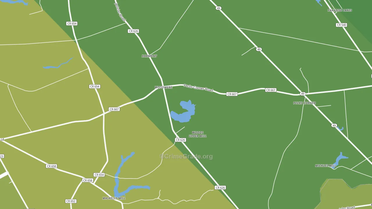 Woodmere, NJ Map of Robbery Rates