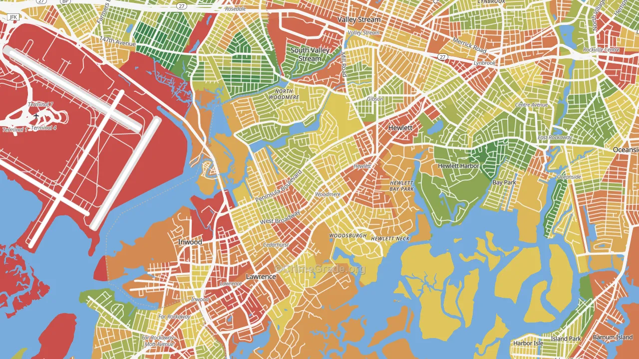 Woodmere, NY Map of Robbery Rates